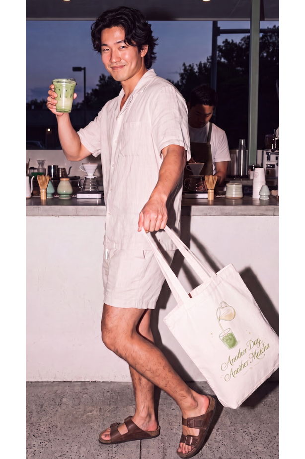 Another Day, Another Matcha Premium Cotton Tote Bag
